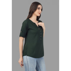 Generic Women's Solid Short Length Rayon Tunic Top (Green)