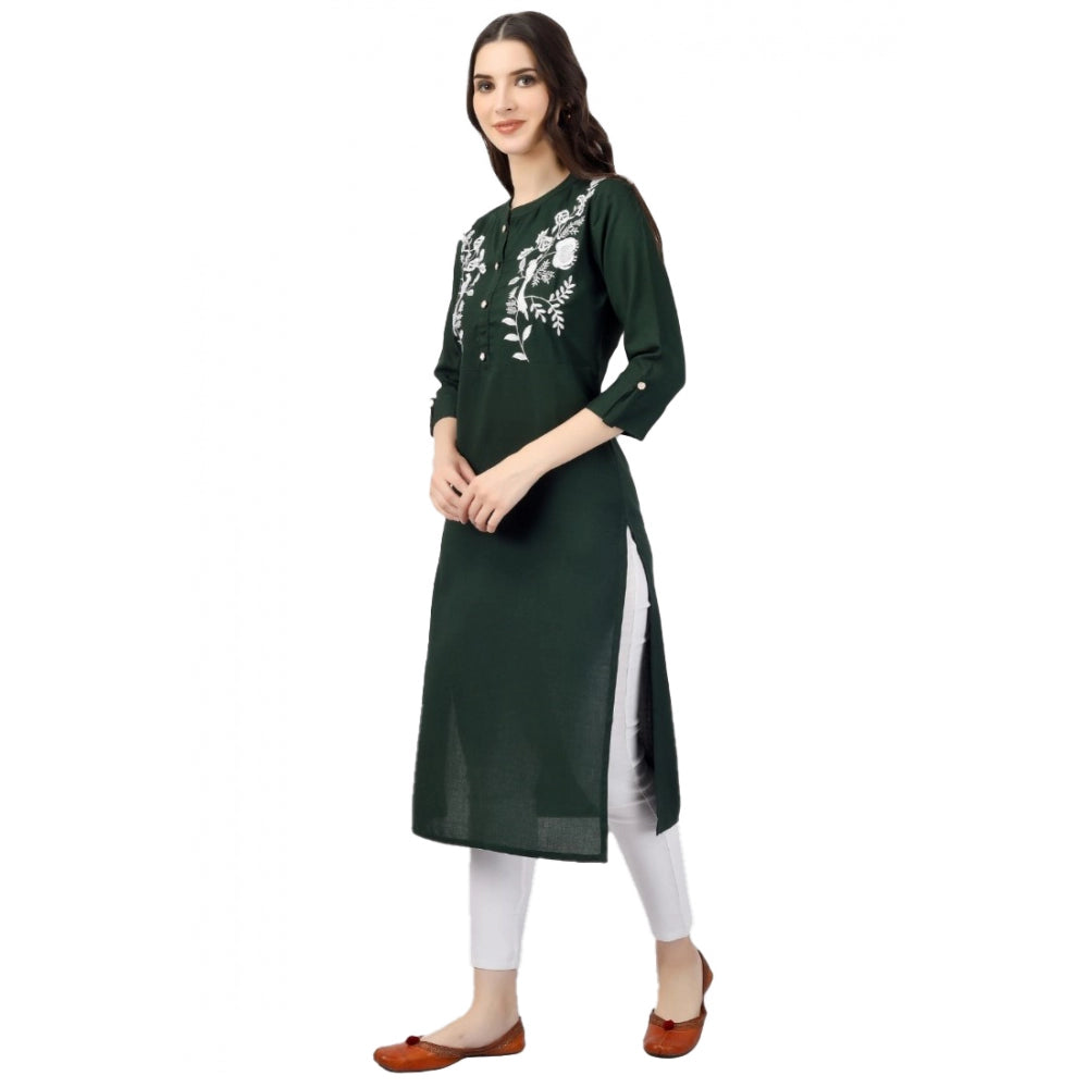 Besticktes, wadenlanges Kurti aus Viskose für Damen (Grün)