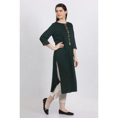 Generisches Damen-Kurti mit 3/4-Ärmeln, bedruckt, aus Viskose und Rayon (Grün)