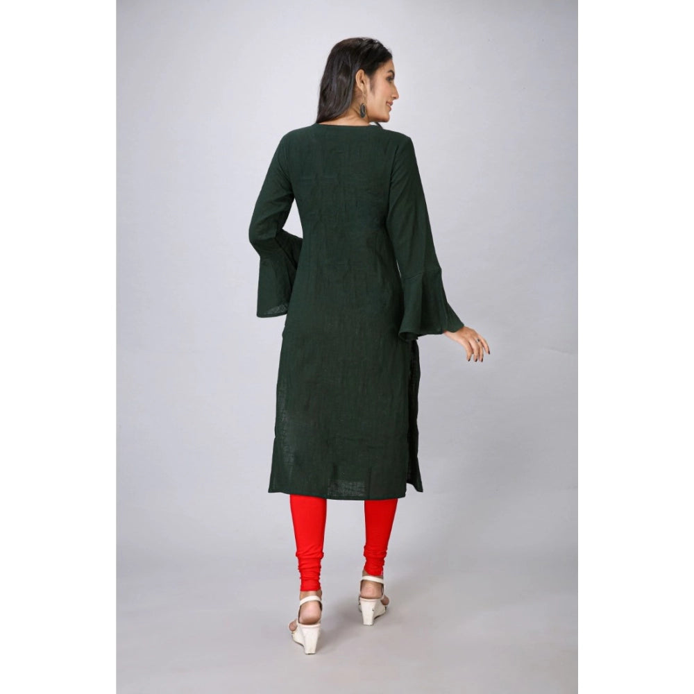 Generisches, lässiges Kurti aus Viskose und Rayon mit langen Ärmeln für Damen (Dunkelgrün)