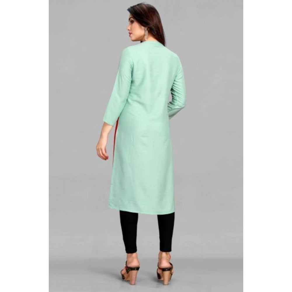 Generisches Damen-Kurti mit 3/4-Ärmeln, bedruckt, aus Viskose und Rayon (Hellblau)