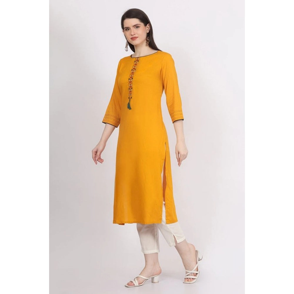 Generisches Damen-Kurti mit 3/4-Ärmeln, bedruckt, aus Viskose und Rayon (gelb)