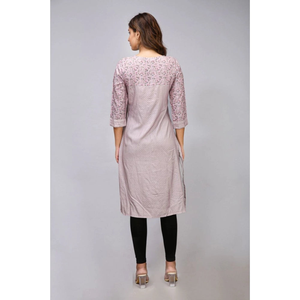 Generisches Damen-Kurti mit 3/4-Ärmeln, bedruckt, aus Viskose und Rayon (Grau)