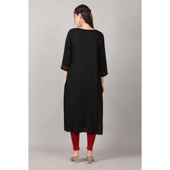 Generisches Damen-Kurti mit 3/4-Ärmeln, bedruckt, aus Viskose und Rayon (schwarz)