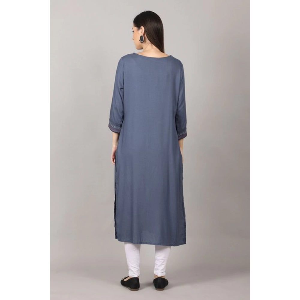 Generisches Damen-Kurti mit 3/4-Ärmeln, bedruckt, aus Viskose und Rayon (Grau)