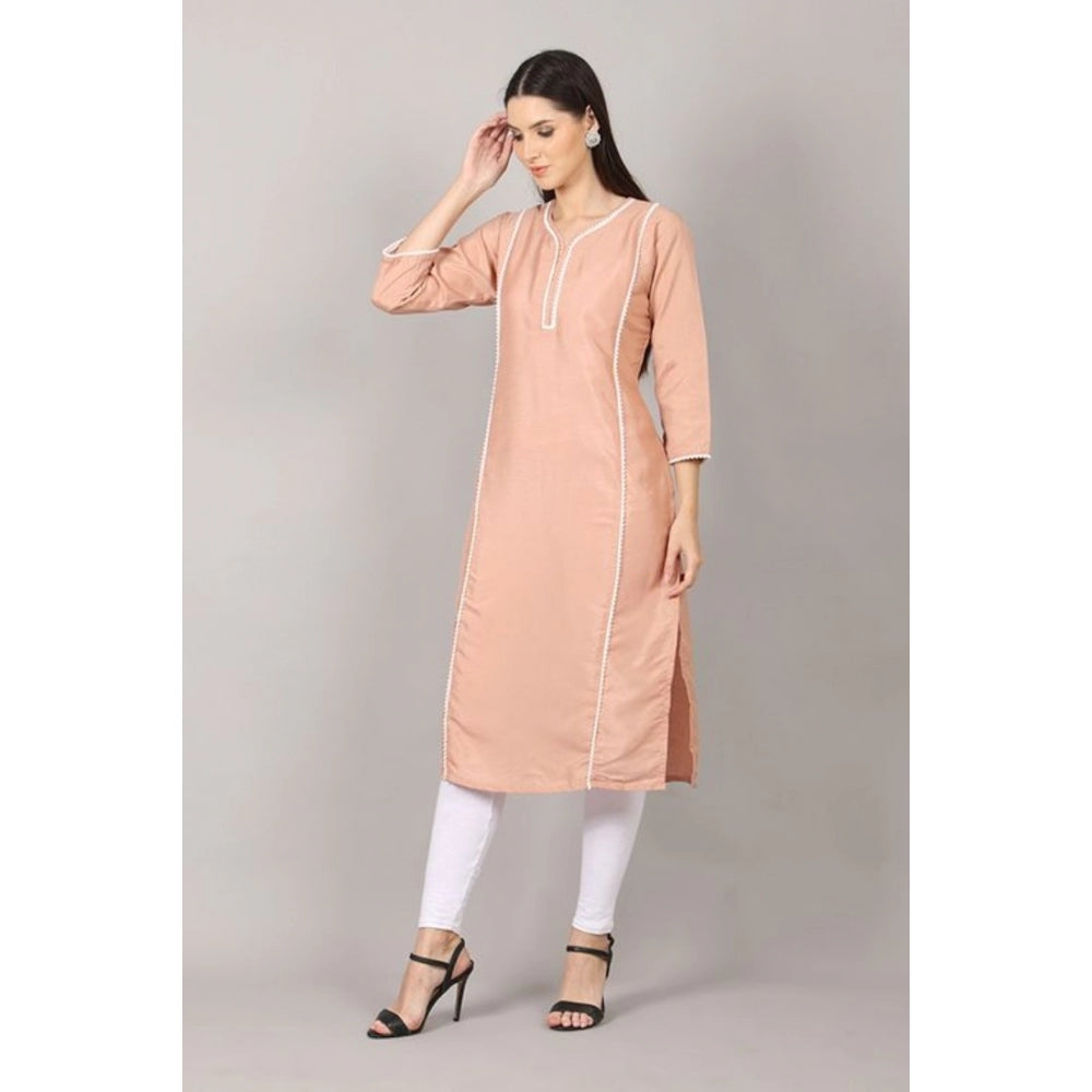 Generisches Damen-Kurti mit 3/4-Ärmeln und Aufdruck aus Seidenmischung (Orange)