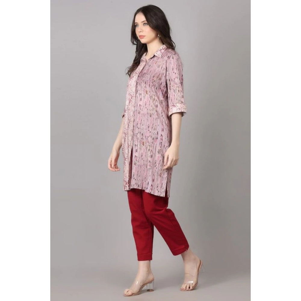 Generisches Damen-Kurti mit 3/4-Ärmeln, bedruckt, aus Viskose und Rayon (lila)