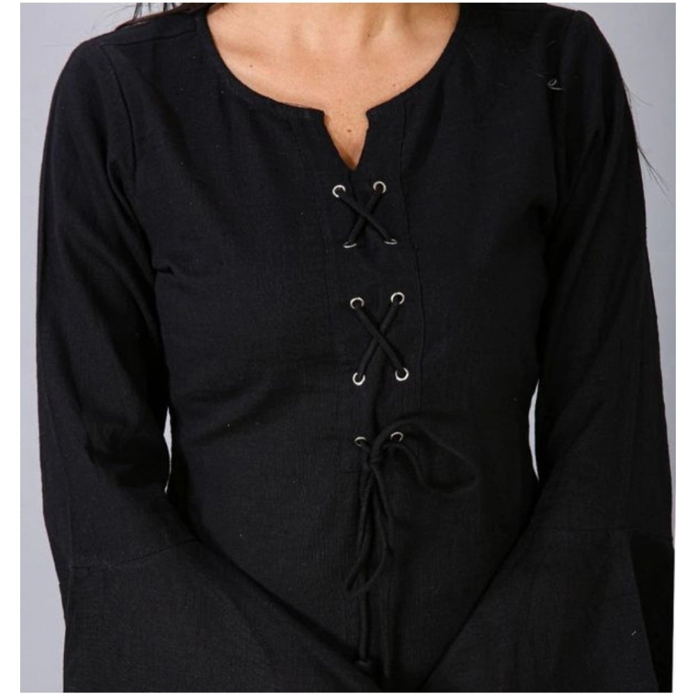 Generisches, lässiges Kurti aus Viskose und Rayon mit langen Ärmeln für Damen (schwarz)