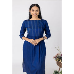 Generisches Damen-Kurti mit 3/4-Ärmeln, bedruckt, aus Tussar-Seide (blau)