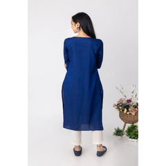 Generisches Damen-Kurti mit 3/4-Ärmeln, bedruckt, aus Tussar-Seide (blau)