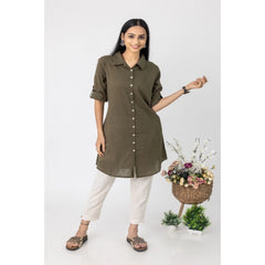 Generisches Damen-Kurti mit 3/4-Ärmeln aus Viskose und Rayon (Dunkelgrün)