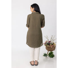 Generisches Damen-Kurti mit 3/4-Ärmeln aus Viskose und Rayon (Dunkelgrün)