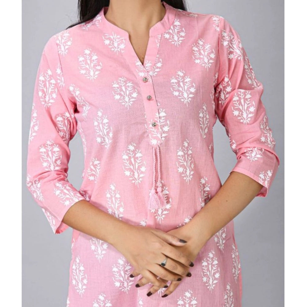 Generisches Damen-Kurti mit 3/4-Ärmeln, bedruckt, Baumwollmischung (Pink)