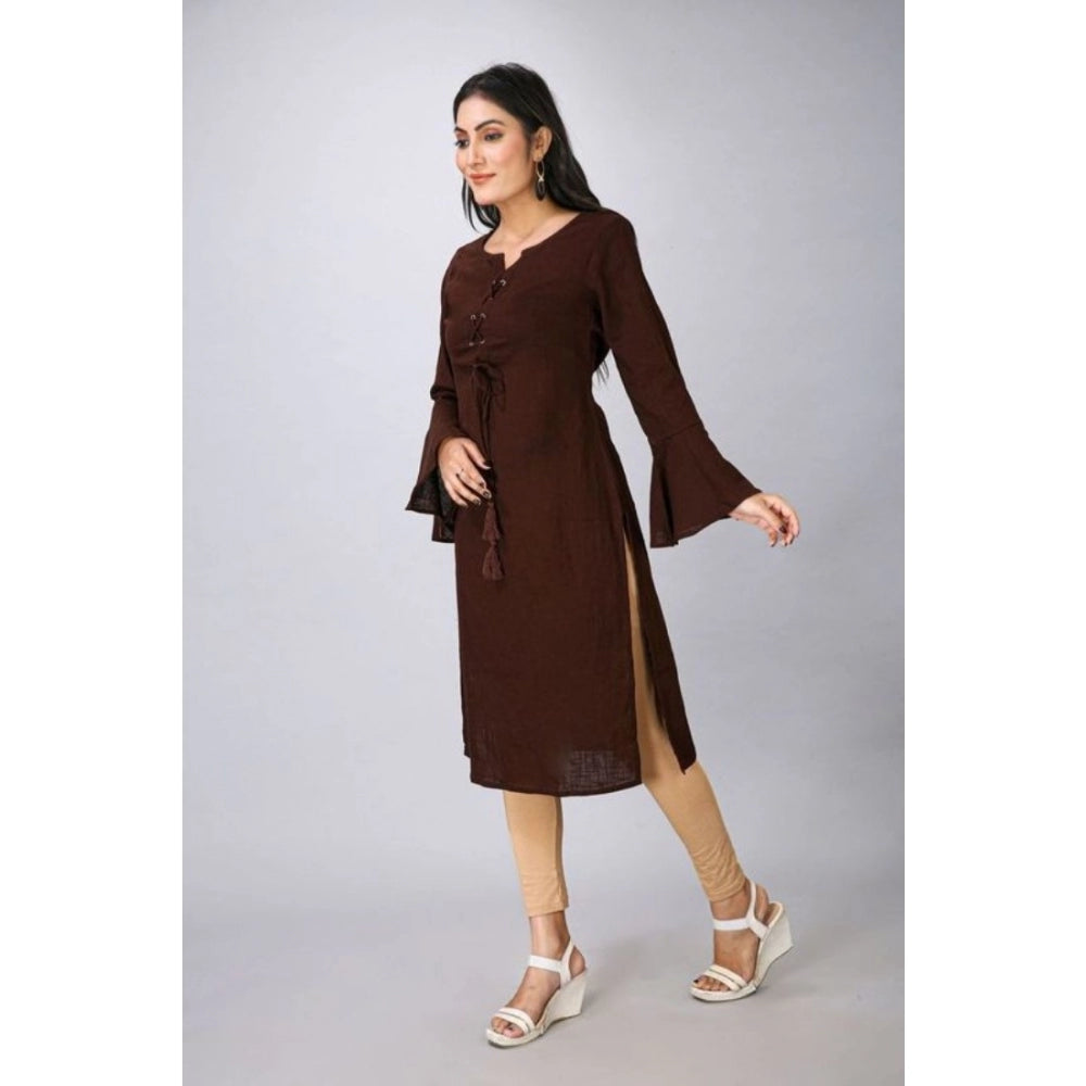 Generisches, lässiges Kurti aus Viskose und Rayon mit langen Ärmeln für Damen (braun)