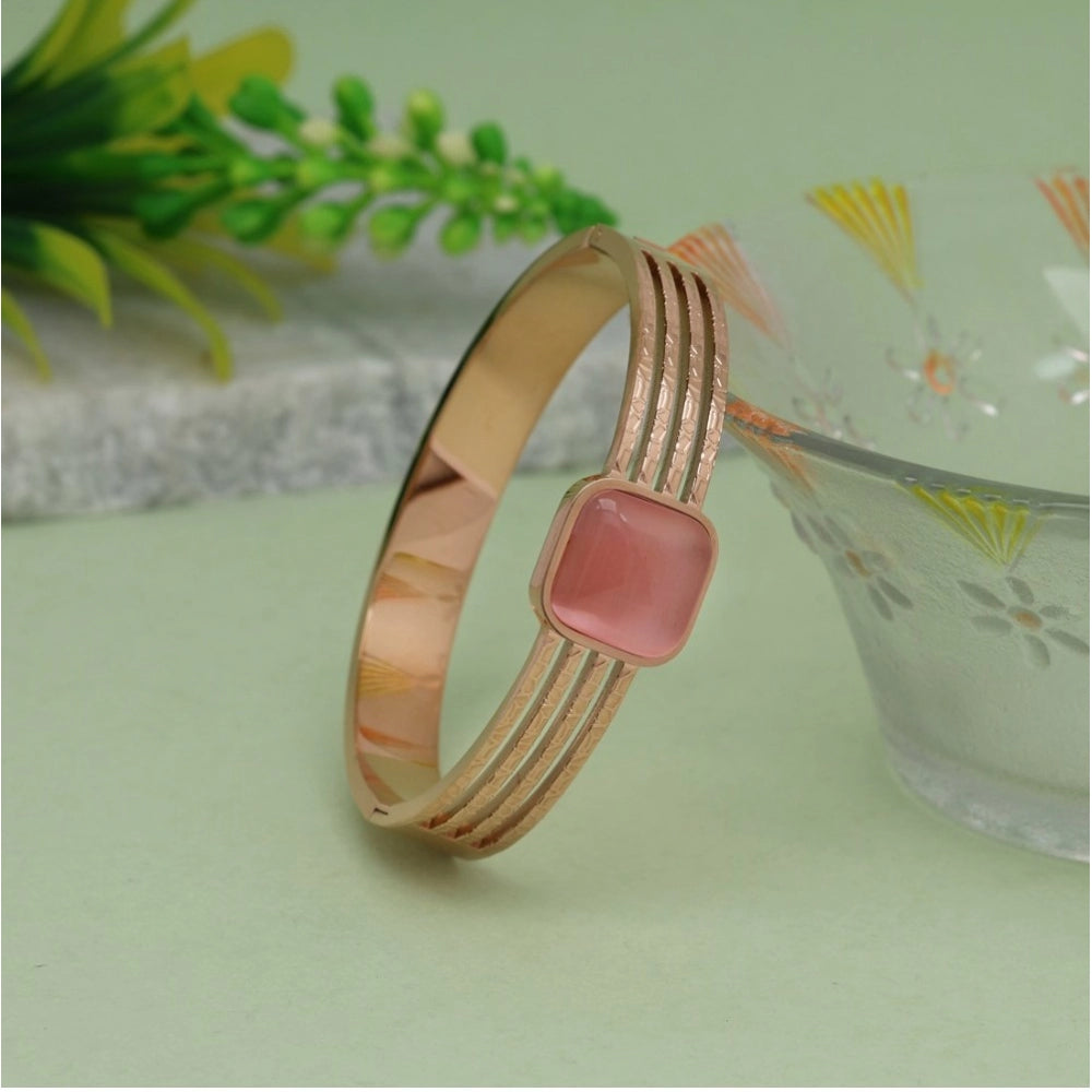 Generic Women's Pink Color Monalisa Stone Adjustable Bracelet