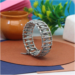 Generic Women's Silver Color Oxidised Adjustable Bracelet