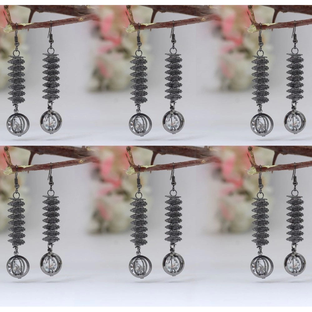 Generic Women's Black Color Antique Earrings Combo Of 6 Pairs