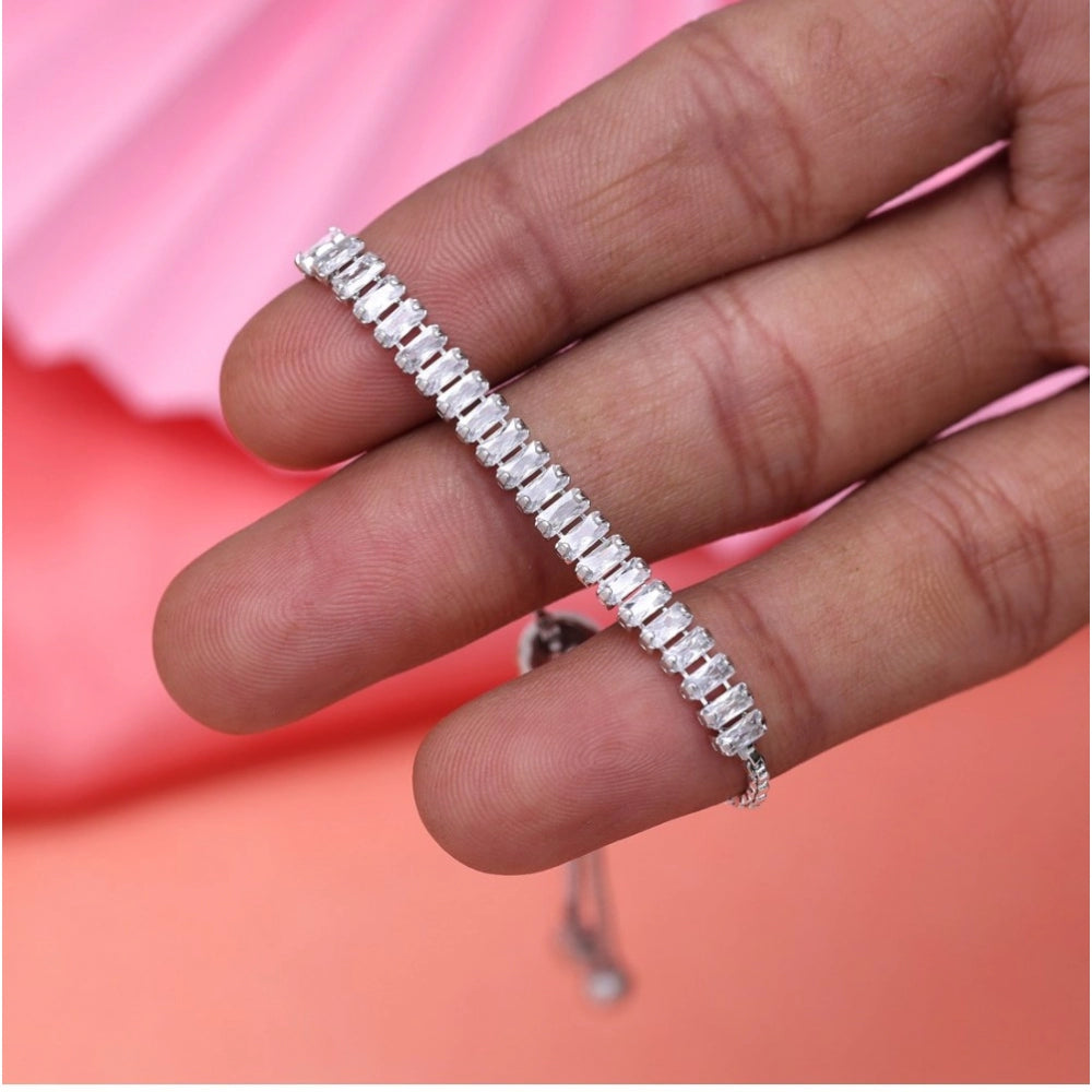 Generic Women's Silver Color Rhinestone Adjustable Bracelet