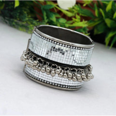 Generic Women's Silver Color Oxidised Adjustable Bracelet