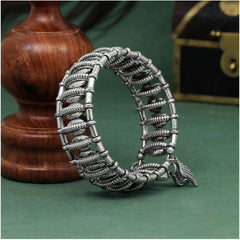 Generic Women's Silver Color Oxidised Adjustable Bracelet