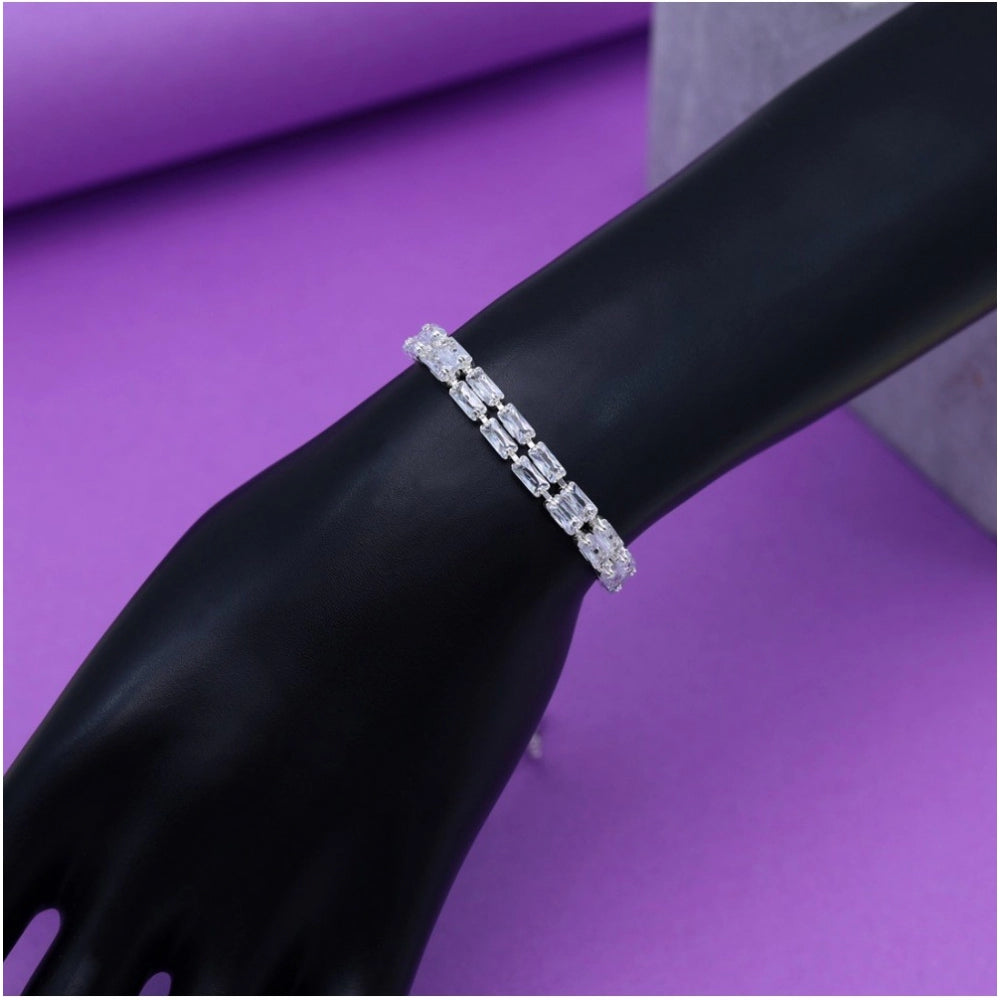 Generic Women's Silver Color Rhinestone Adjustable Bracelet