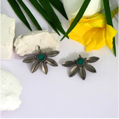 Generic Women's Green Color Oxidised Earrings