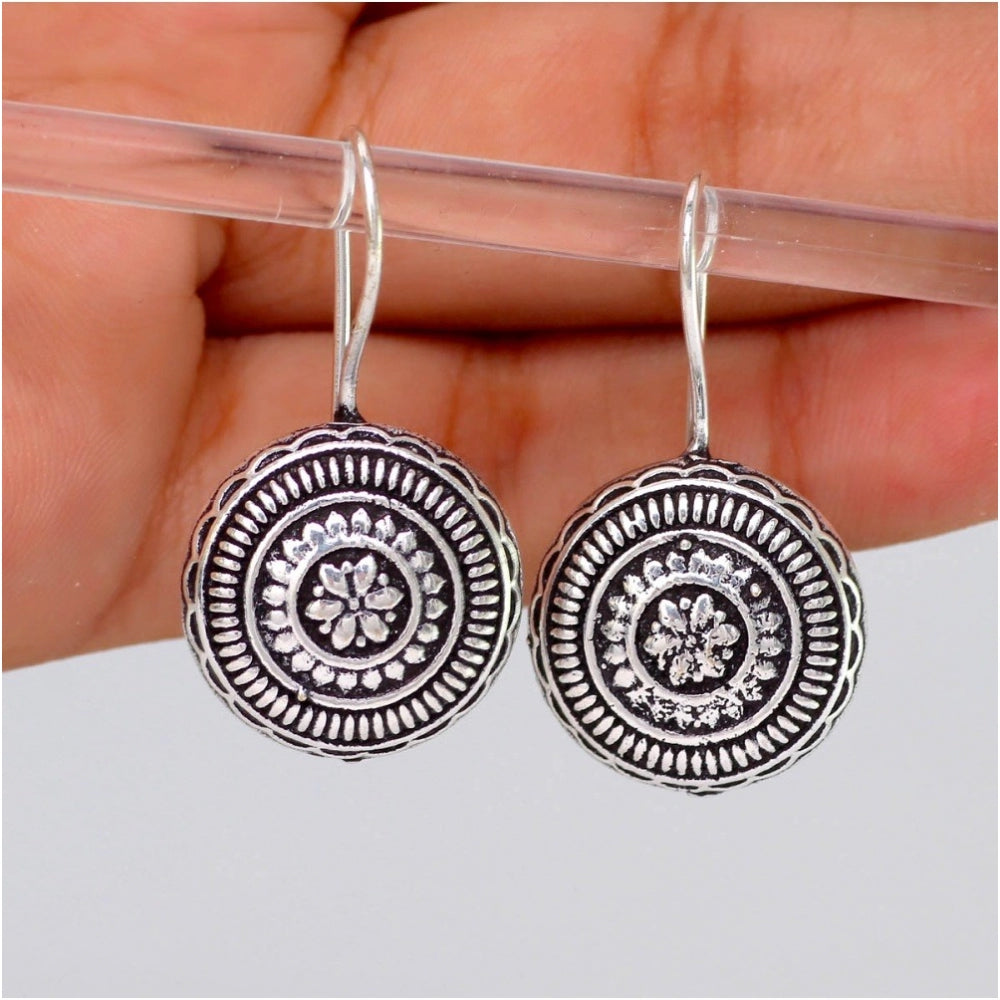 Generic Women's Oxidised Silver Tone Fashion Earrings Studs