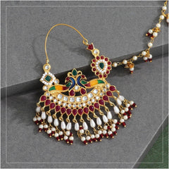 Generic Women's Multi Color Kundan &amp; Beads Meenakari Nose Nath