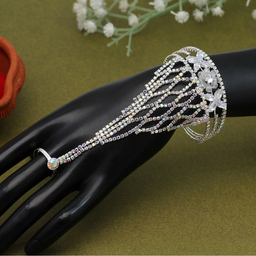Generic Women's White Color Hathphool Adjustable Bracelet