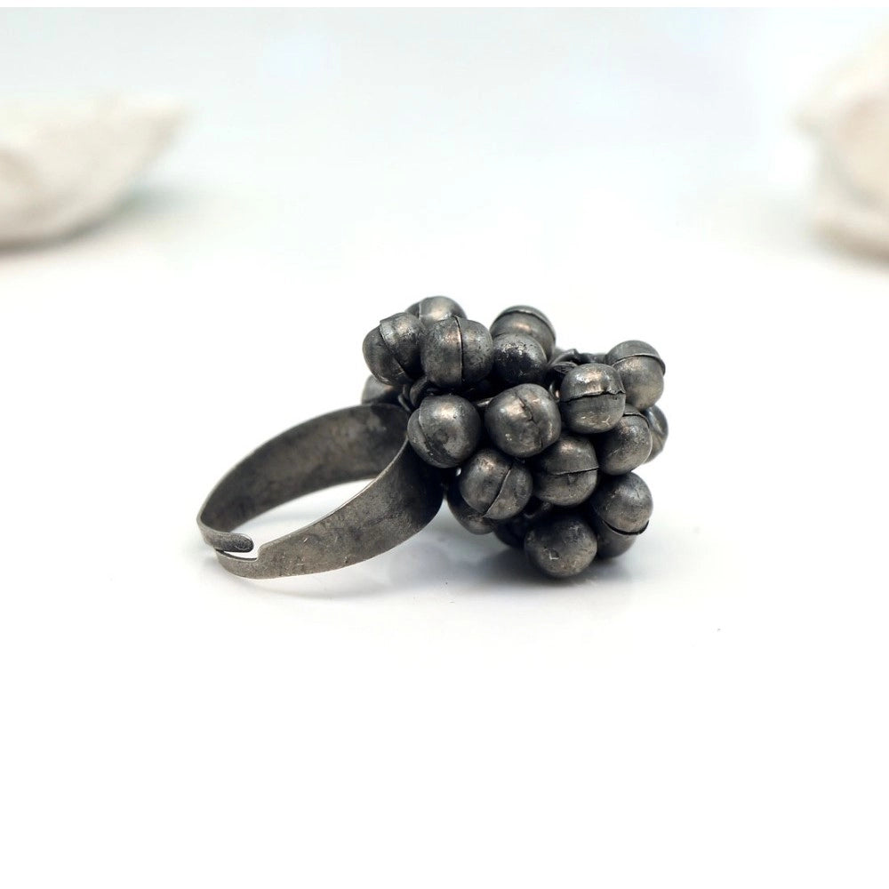 Generic Women's Silver Color Oxidised Adjustable Ring