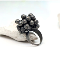 Generischer verstellbarer Ring für Damen in Silber, oxidiert