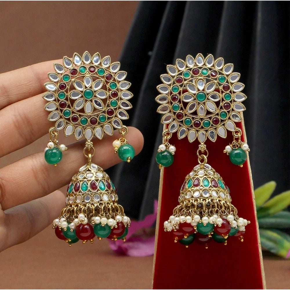 Generic Women's Maroon &amp; Green Color Mirror Earrings