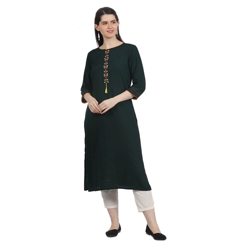 Generisches Damen-Kurti mit 3/4-Ärmeln, bedruckt, aus Viskose und Rayon (Grün)