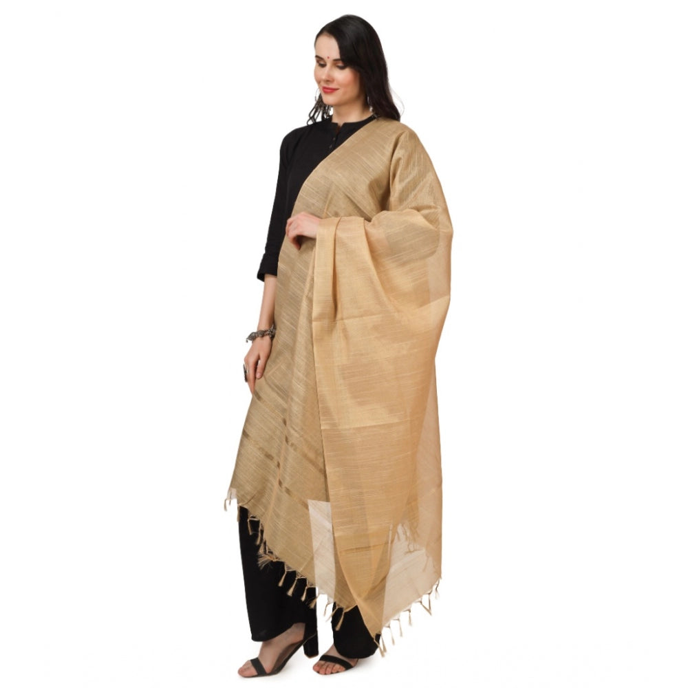 Generic Women's Chanderi Solid Dupatta (Gold, Length: 2.25 to 2.50 Mtr)