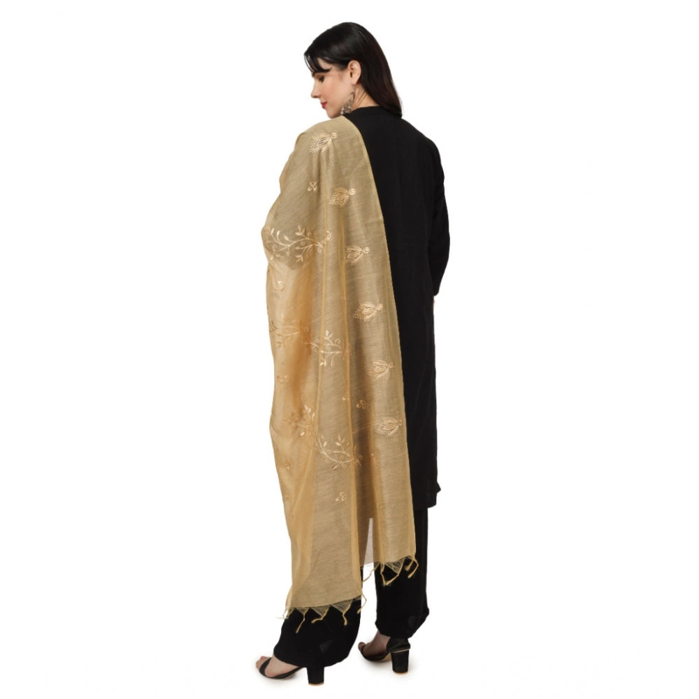 Generischer bestickter Dupatta aus Baumwolle für Damen (Gold, Länge: 2,25 bis 2,50 m)