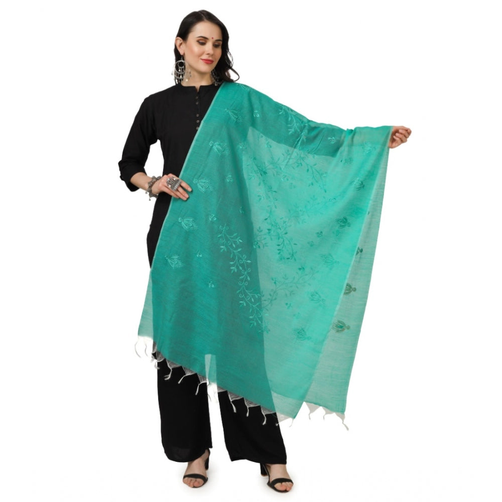 Generischer bestickter Dupatta aus Baumwolle für Damen (Türkis, Länge: 2,25 bis 2,50 m)