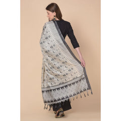 Generischer bedruckter Dupatta aus Kunstseide für Damen (Schwarz, Länge: 2,25 bis 2,50 m)