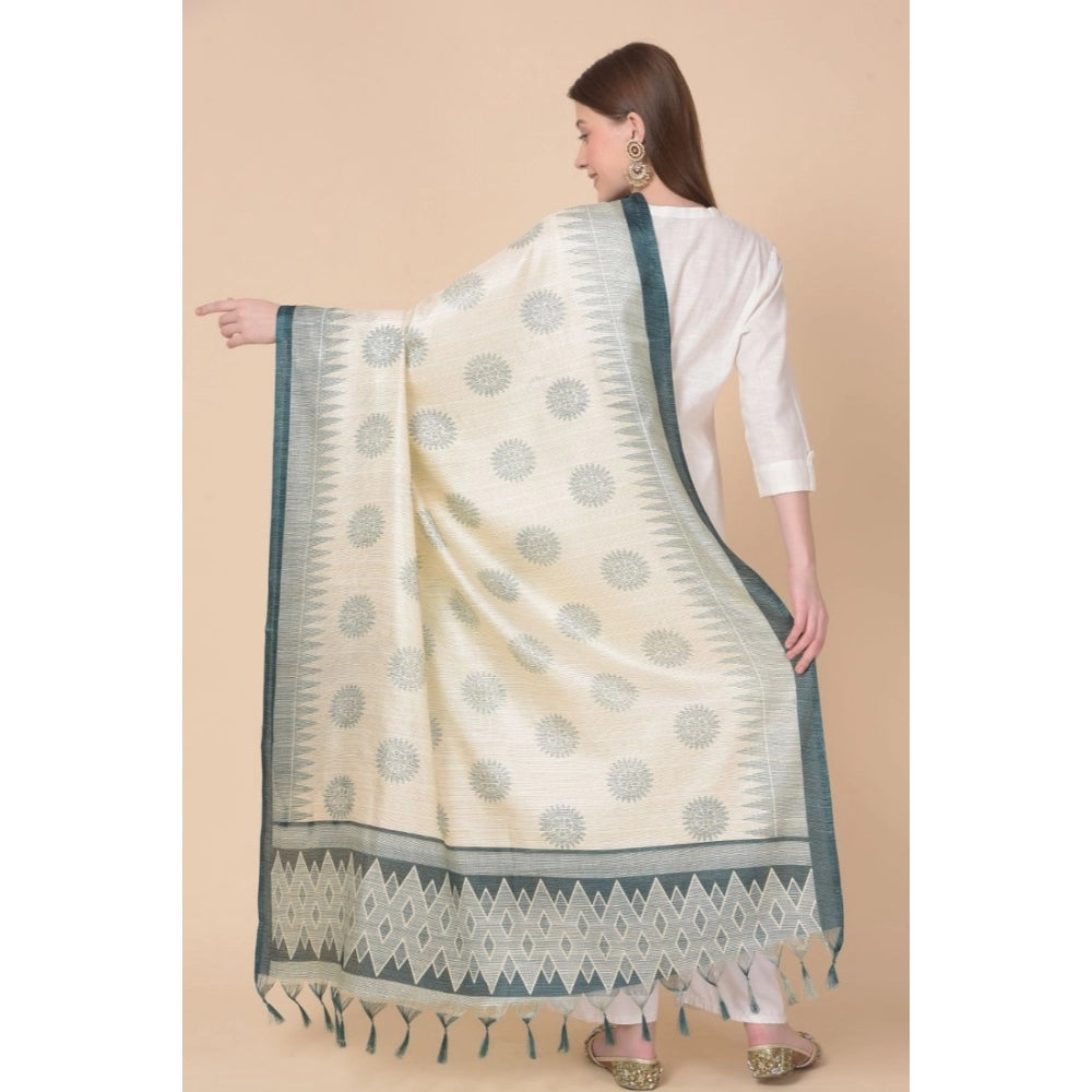 Generischer bedruckter Dupatta aus Kunstseide für Damen (Grau, Länge: 2,25 bis 2,50 m)