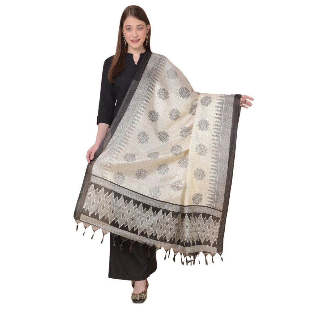 Generischer bedruckter Dupatta aus Kunstseide für Damen (Schwarz, Länge: 2,25 bis 2,50 m)