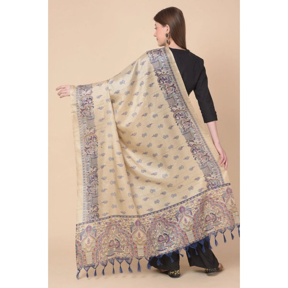 Generischer bedruckter Dupatta aus Kunstseide für Damen (Gold, Länge: 2,25 bis 2,50 m)