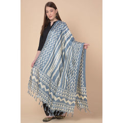 Generic Women's Art Silk Printed Dupatta (Grey, Length: 2.25 to 2.50 Mtr)