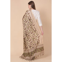 Generic Women's Art Silk Printed Dupatta (Gold, Length: 2.25 to 2.50 Mtr)