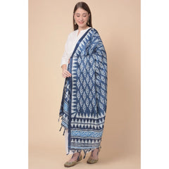 Generischer bedruckter Dupatta aus Kunstseide für Damen (blau, Länge: 2,25 bis 2,50 m)