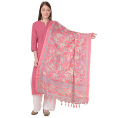 Generischer bedruckter Dupatta aus Kunstseide für Damen (Rosa, Länge: 2,25 bis 2,50 m)