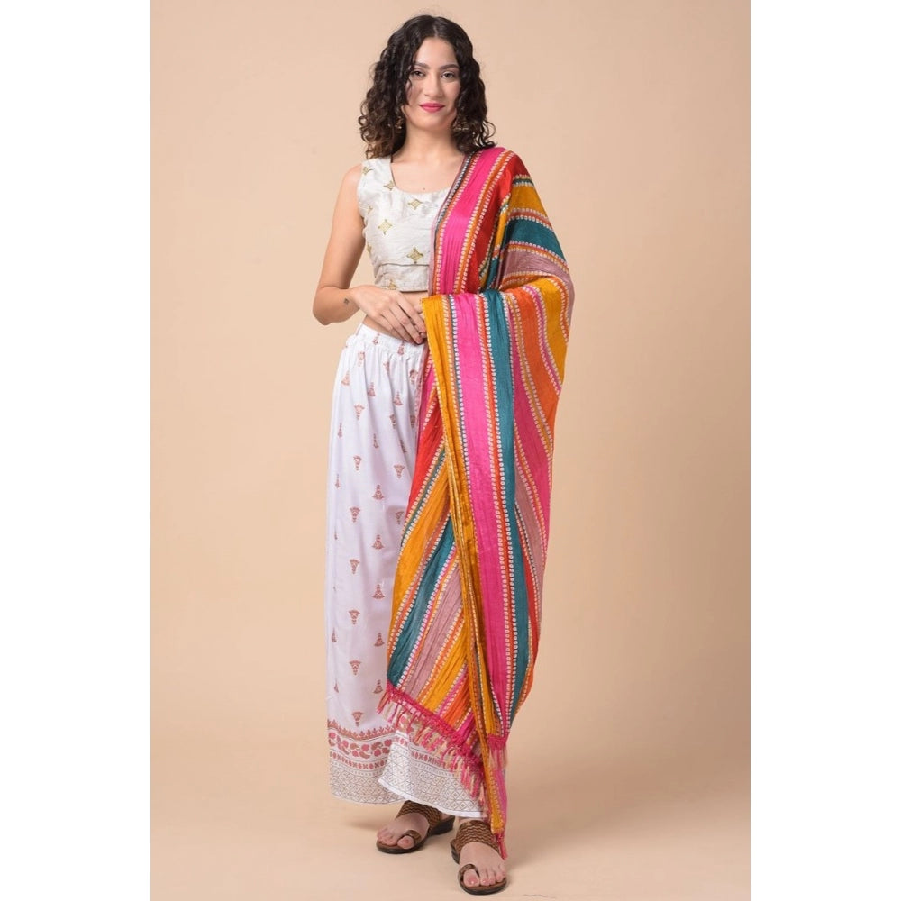 Generic Women's Chanderi Printed Dupatta (Multicolor, Length: 2.25 to 2.50 Mtr)