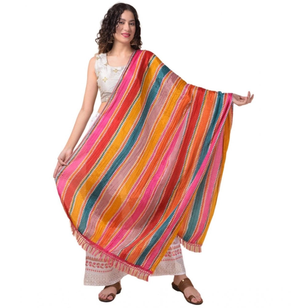 Generic Women's Chanderi Printed Dupatta (Multicolor, Length: 2.25 to 2.50 Mtr)