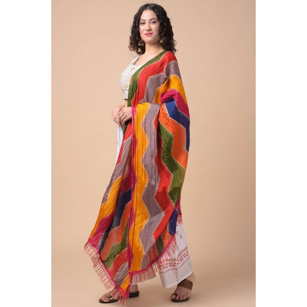 Generic Women's Chanderi Printed Dupatta (Multicolor, Length: 2.25 to 2.50 Mtr)