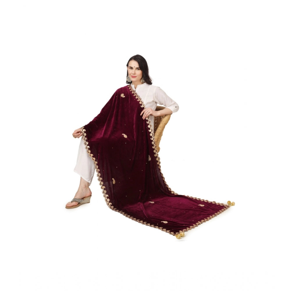 Generischer Gotta Patti Dupatta aus Samt für Damen (lila, Länge: 2,25 bis 2,50 m)