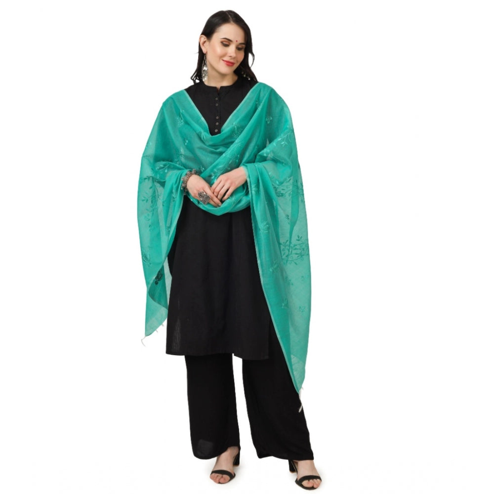 Generischer bestickter Dupatta aus Baumwolle für Damen (Türkis, Länge: 2,25 bis 2,50 m)