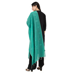 Generischer bestickter Dupatta aus Baumwolle für Damen (Türkis, Länge: 2,25 bis 2,50 m)